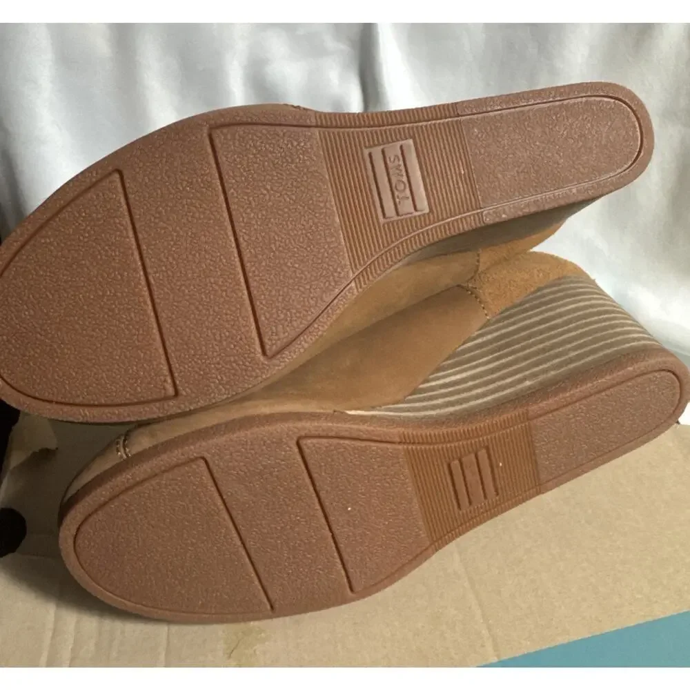 Toms Boots Womens 6.5 Kelsey Ankle Booties Wedge Tan Oiled Nubuck Suede NIB NEW